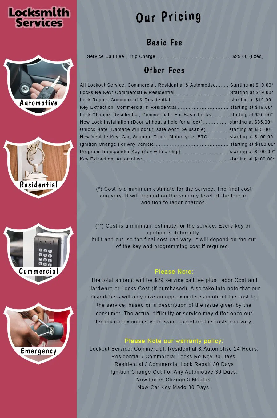 Locksmith Of Pittsburgh  Pittsburgh, PA 412-226-6528 - Pricelist-14